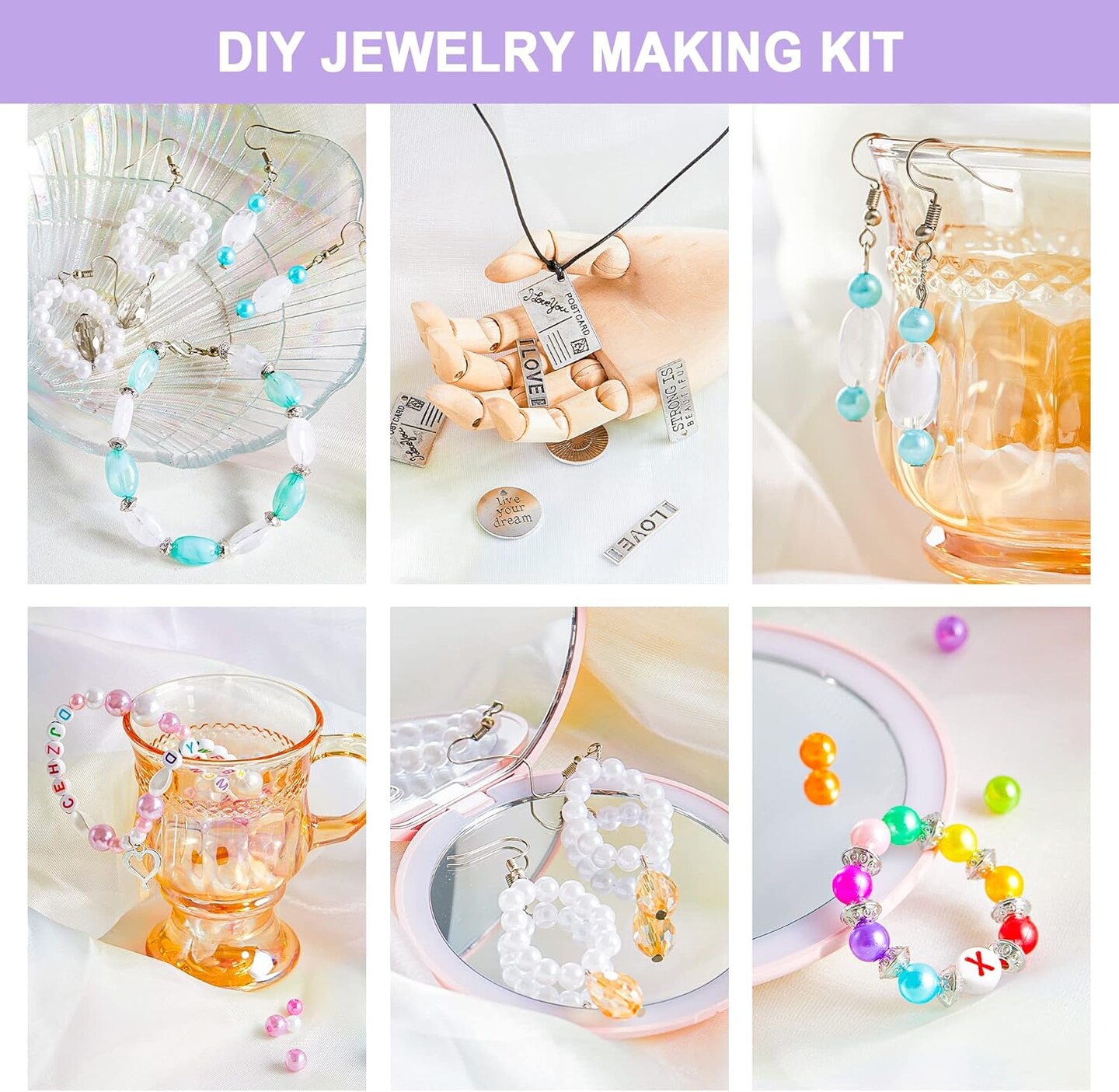 Jewelry Making Kit, 1960 pcs, Supplies Includes Beads, Instructions, Findings, Wire