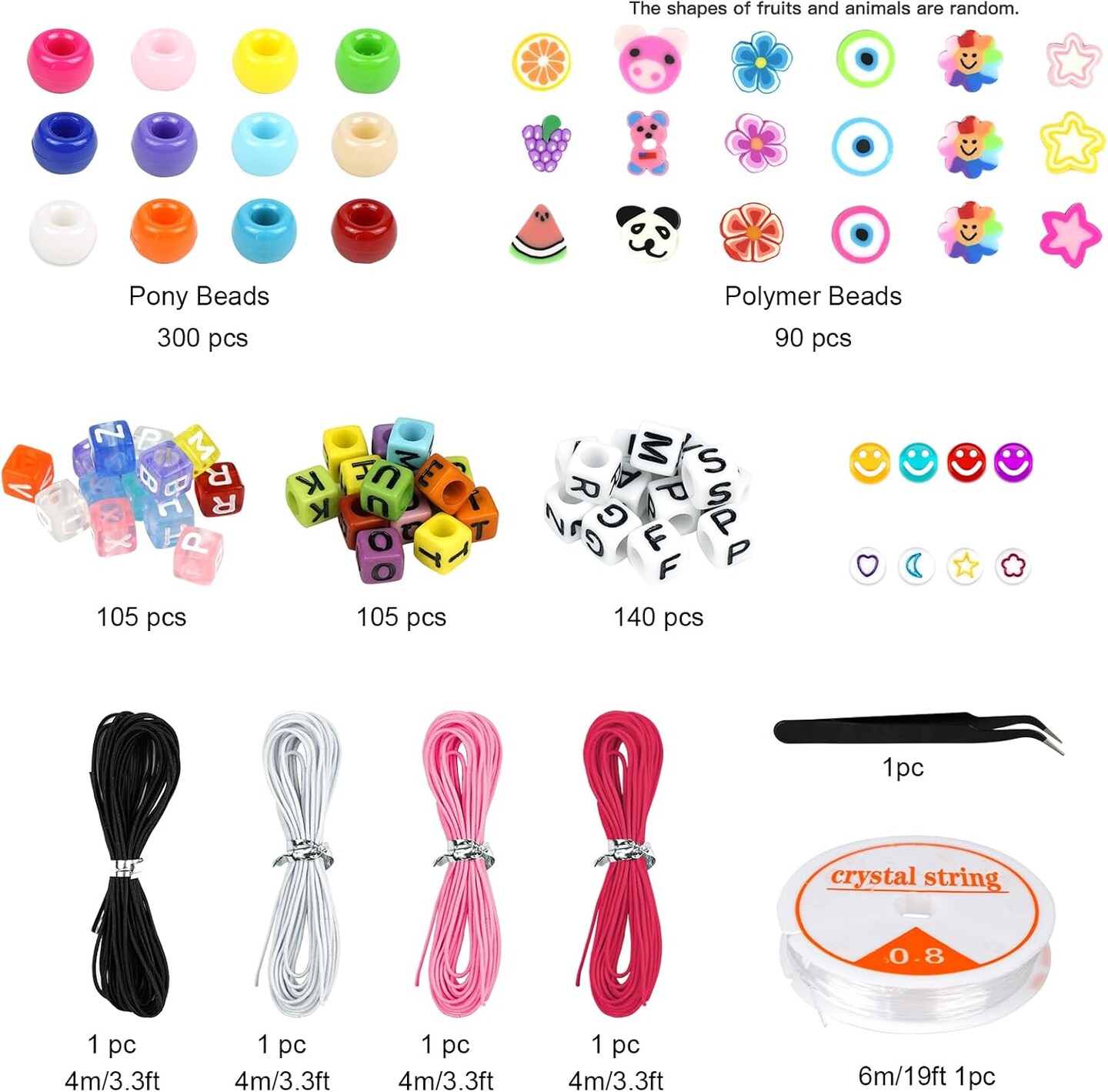 Bracelet Making Kit, Beads for Bracelets Making Pony, Kandi, Polymer Clay, Smile Face &#x26; Letter Beads for Jewelry Making