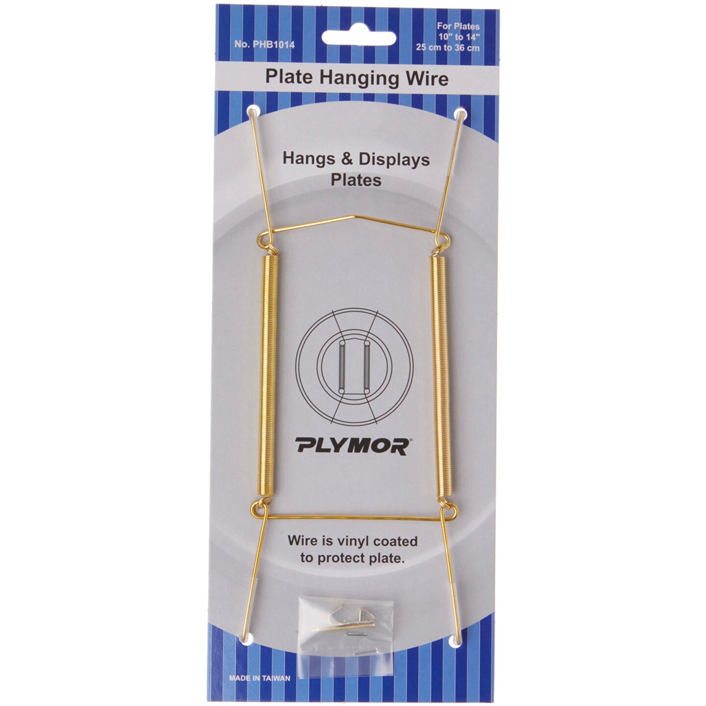 Plymor Shiny Gold Finish Wall Mountable Plate Hanger, 8" H x 3" W x 0.5" D (For Plates 10" - 14")