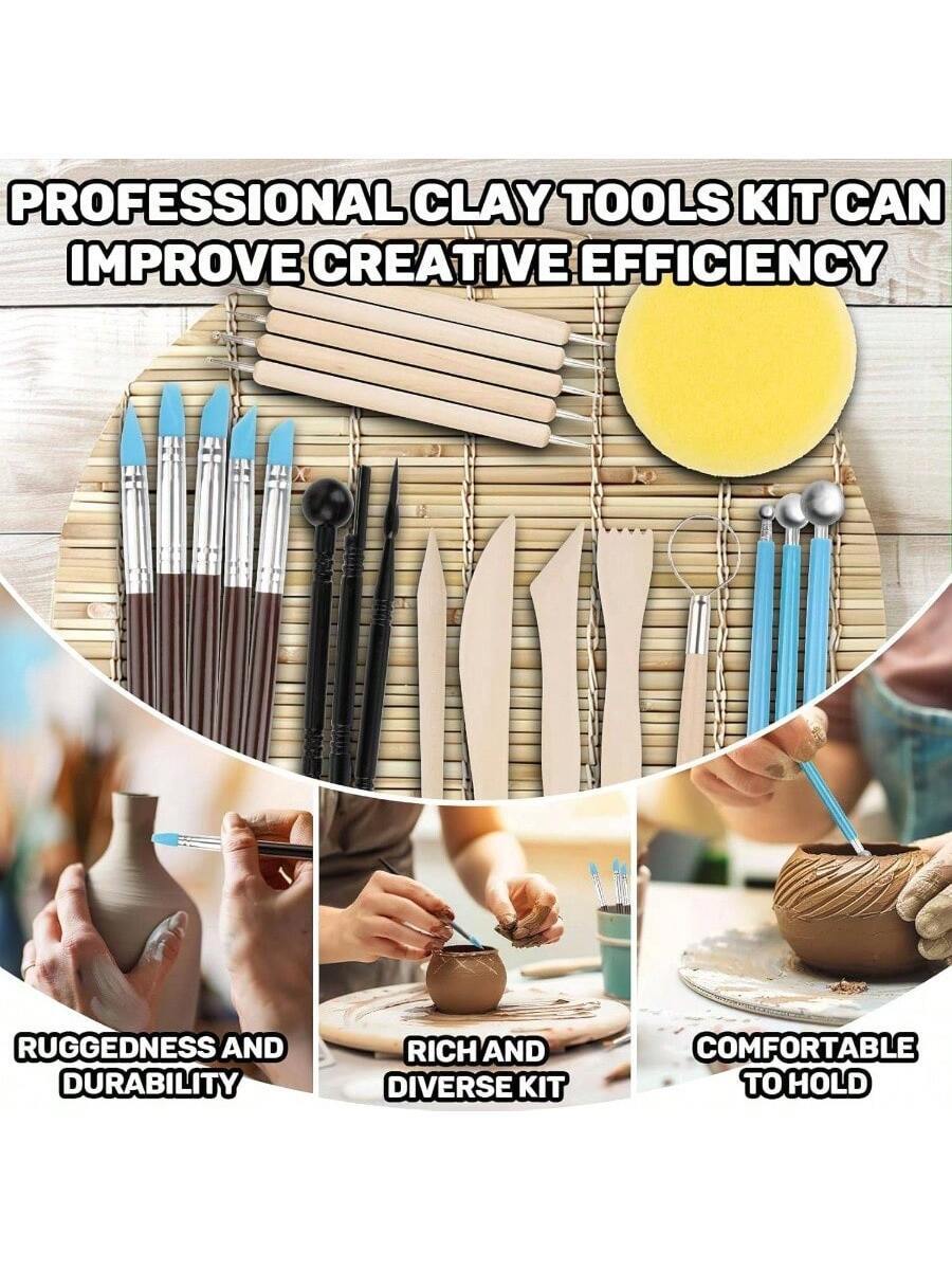 Clay Tools 23 PCS, Clay Sculpting Dry Clay Tools Pottery Tools Set