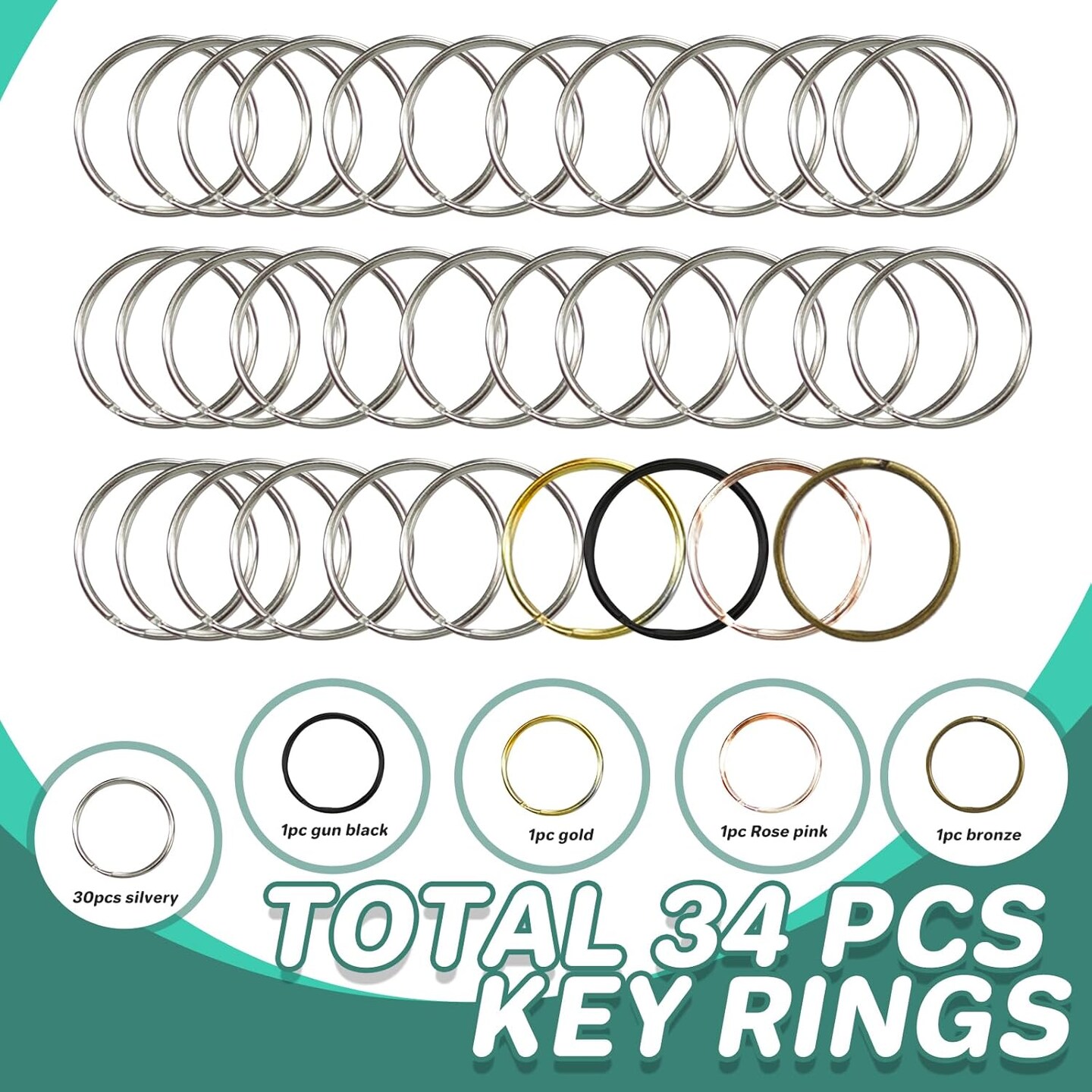 Keychain, 68PCS Swivel Snap Hooks with Key Rings, Metal Lobster Claw Clasp,34PCS Keychains Clips Hooks and 34PCS Key Chain Rings,Keychain Rings for DIY Crafts,Jewelry Making Silver/Mix