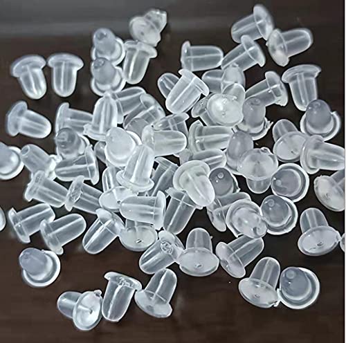 Plastic Earrings,Clear Earrings Clear Post Earring Posts and Backs Silicone Stud 100 Pairs Back Blank Pins Stud…