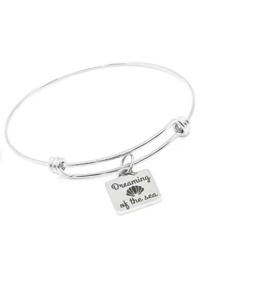 Purple Ribbon Charm Bangle Bracelet, Awareness Gifts, ADD ADHD