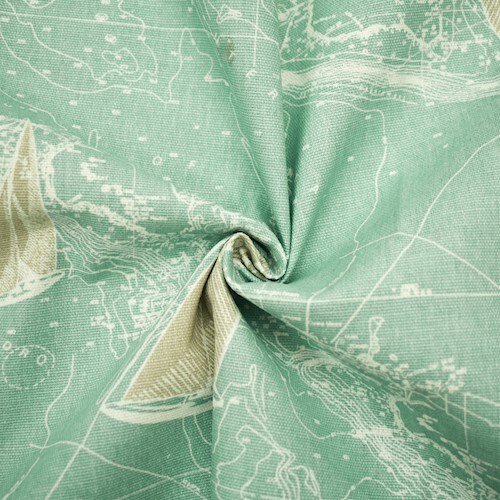 Spa Teal/Multi Sail Away Printed Canvas Home Decor Fabric By the Yard