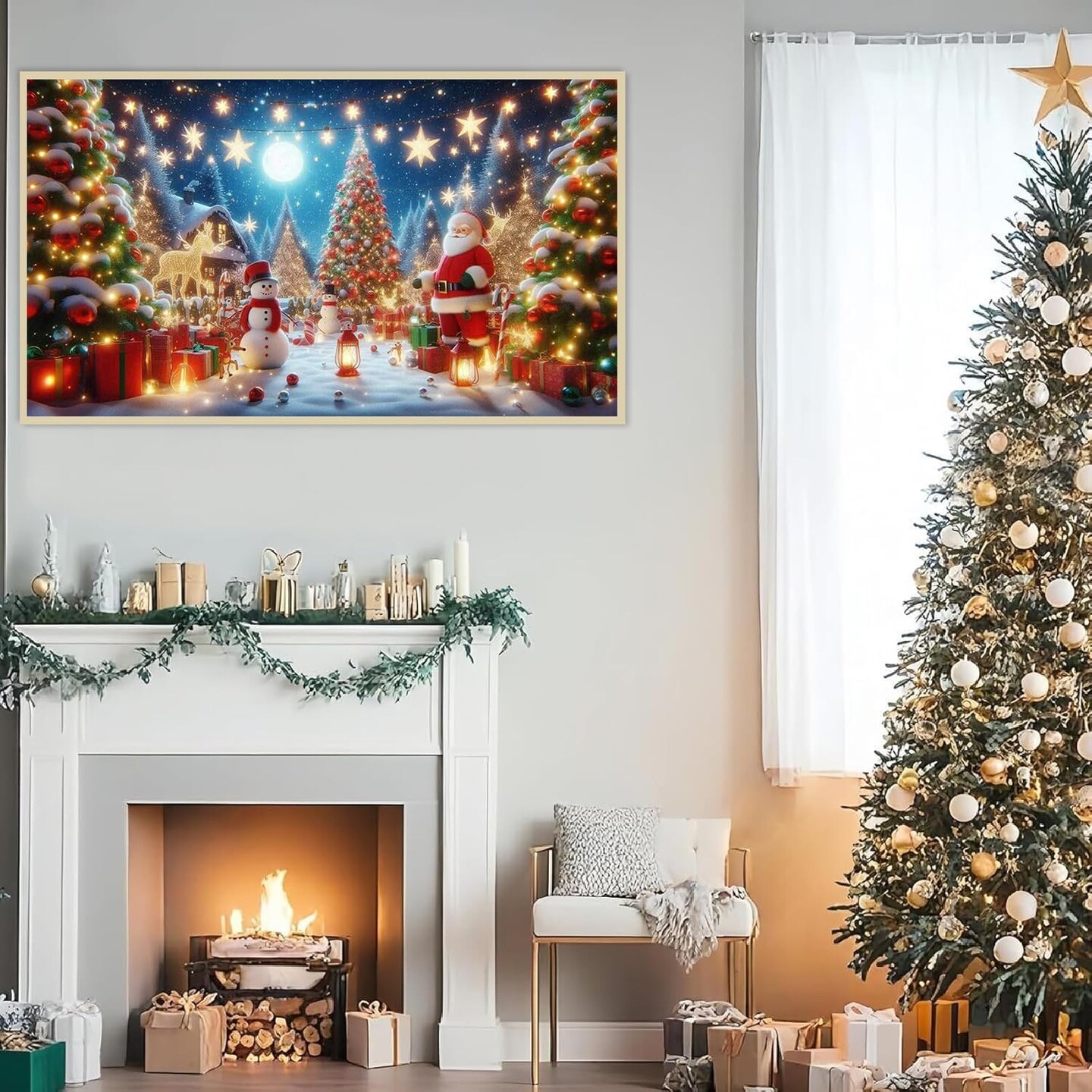 Christmas Large Diamond Art Kits for Adults,DIY Santa Claus and Christmas Tree Diamond Painting Kits for Beginners,Full Drill Gem Crystal Painting Art Craft for Home Decor Gifts 16x28 Inch.