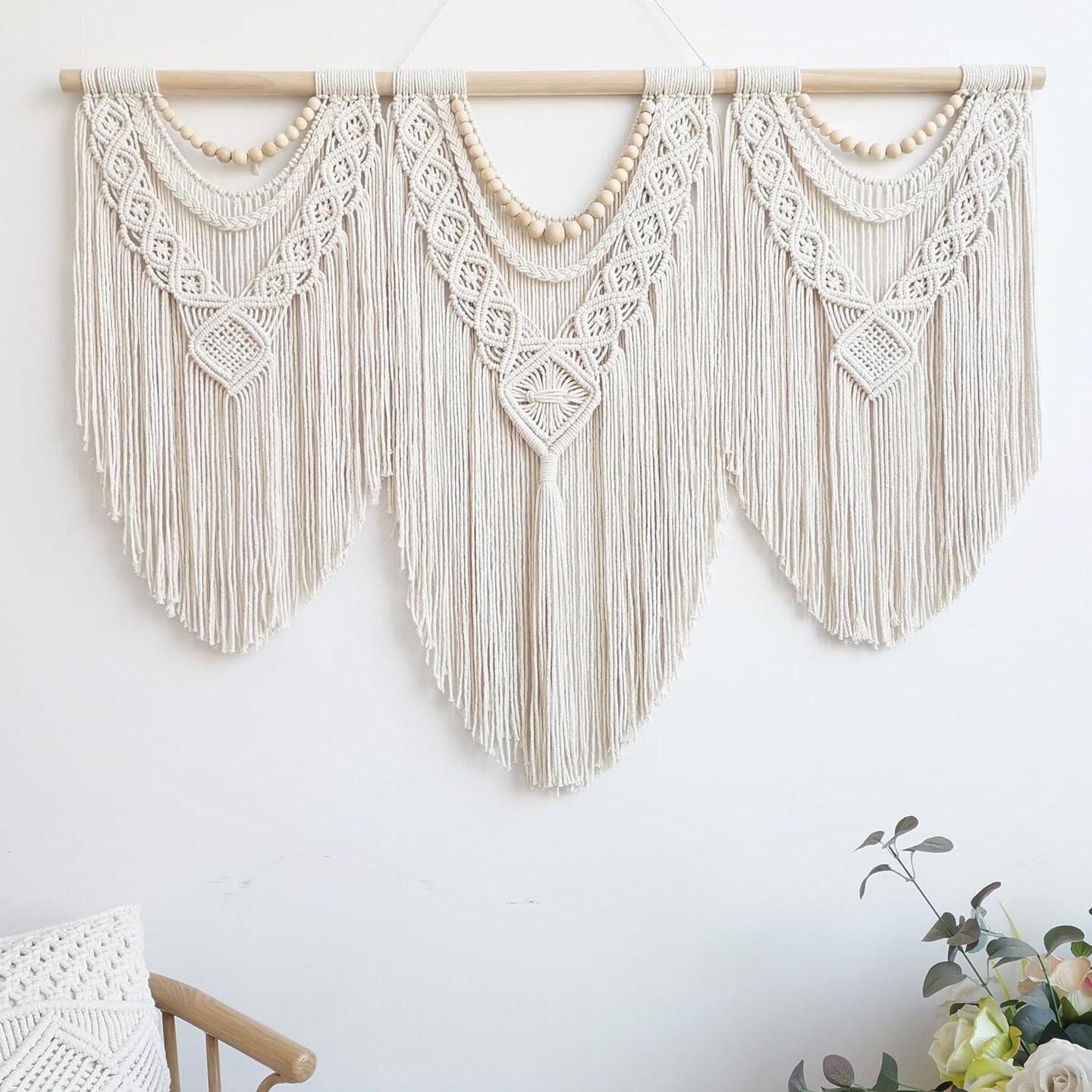 Large Macrame Wall Hanging Decor - Boho Tapestry Macrame Wall Decor Art- Chic Bohemian Handmade Woven Tapestry Home Decoration