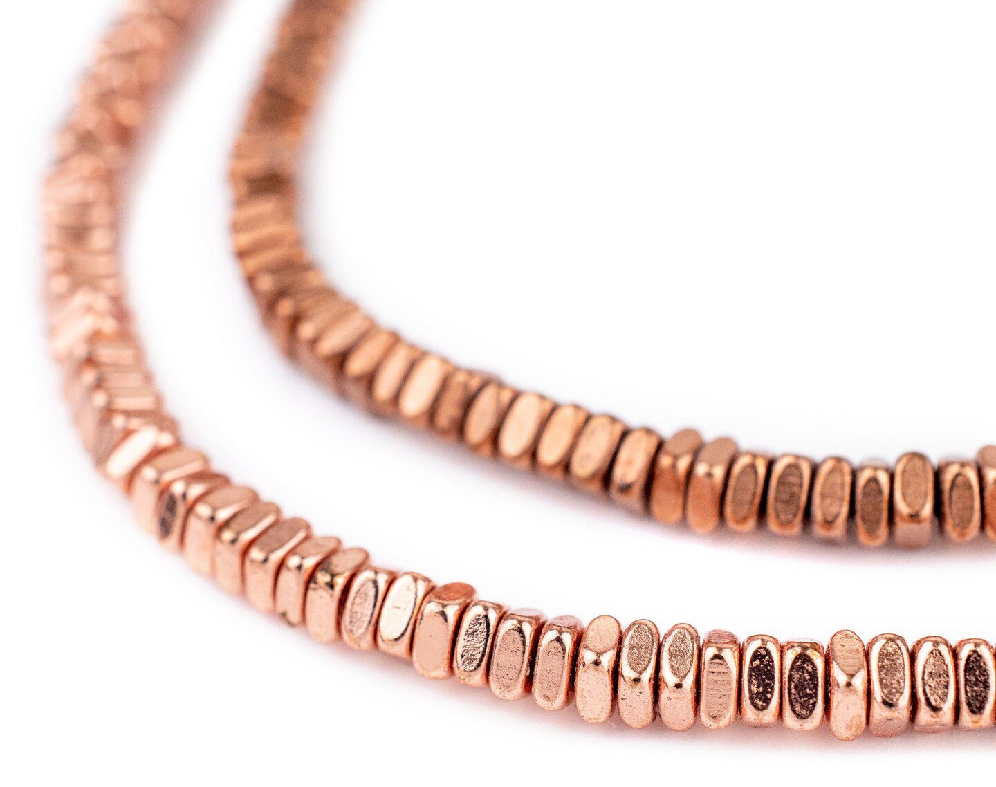 The Bead Chest Faceted Copper Square Beads 4mm, 16 Inch Strand