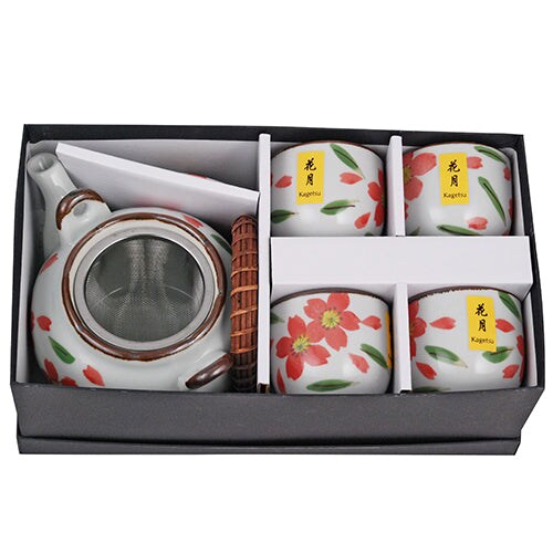 Ceramic Japanese Tea Set with Strainer and Wooden Handle, Tea Lover Gift, Japanese Culture, Asian Decor, Gift for Her