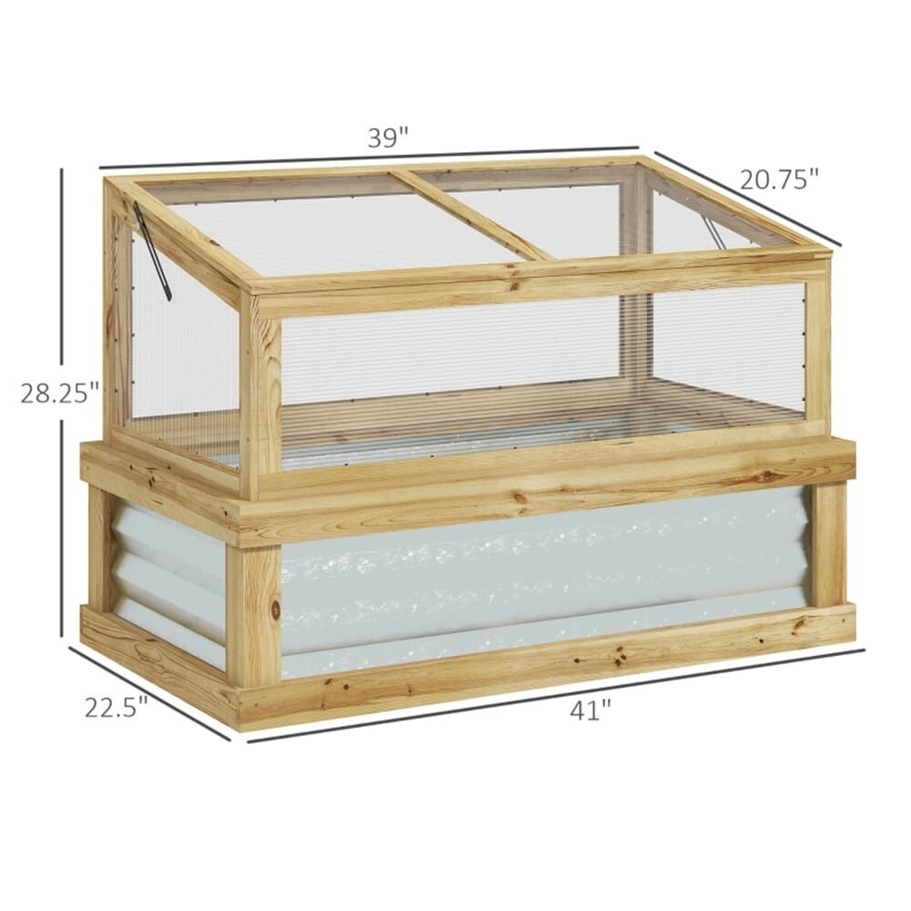 Lean-To Wooden Raised Garden Bed with Cold Frame