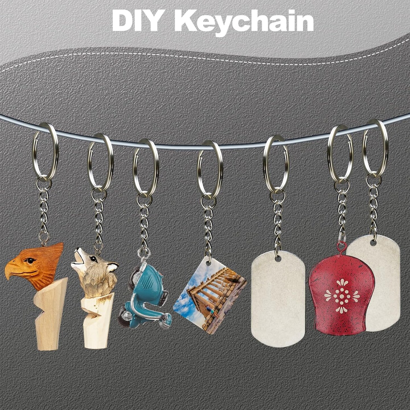 460PCS Keychain Making Kit, Key Chain Clips with Key Rings Bulk, Metal Lobster Claw Clasp, Swivel Snap Hook, Jumprings & Extender Chain for Crafts, DIY Keychain Accessories Supplies