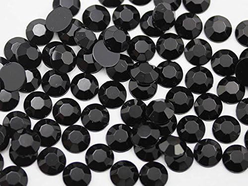 10mm SS46 Black Self Adhesive Acrylic Rhinestones Plastic Face Gems Stick On Body Jewels for DIY Cards and Invitations Crafts Bling Sticker - 5 Sheets - 250PCS