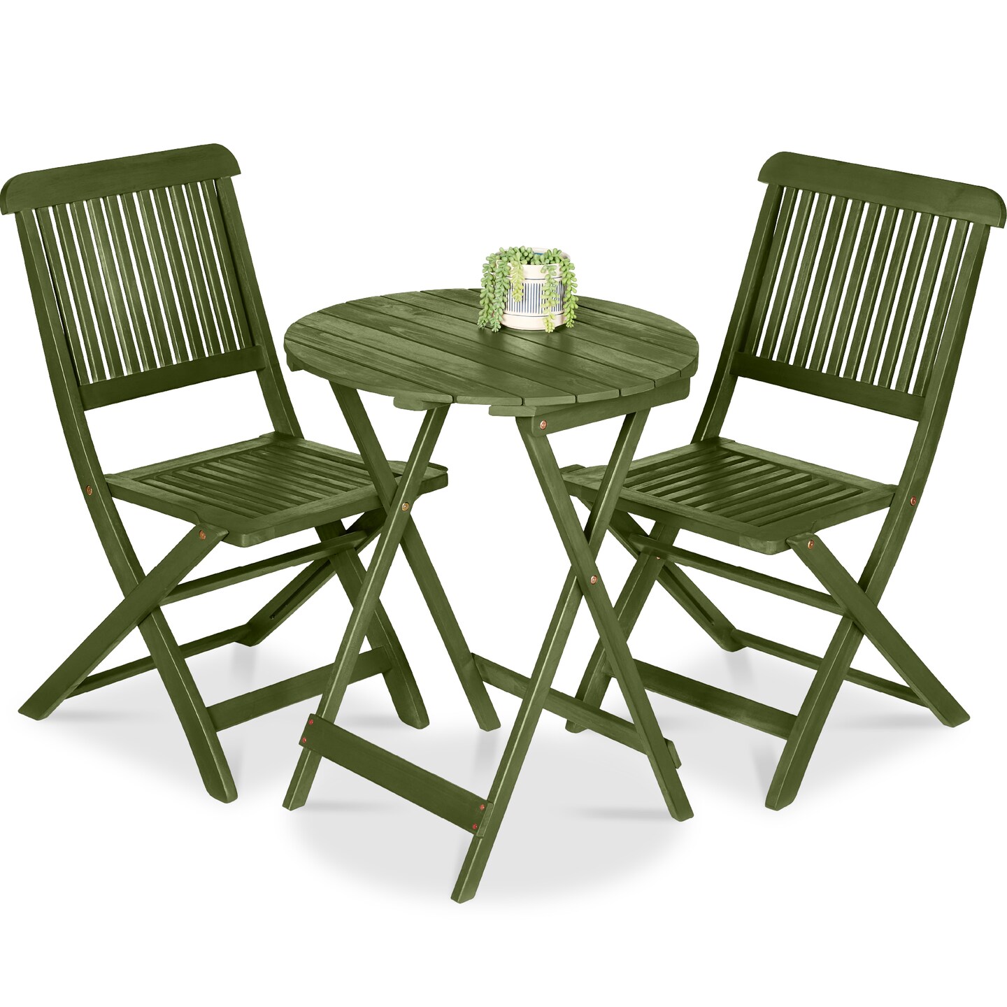 Best Choice Products 3-Piece Acacia Wood Bistro Set, Folding Patio Furniture w/ 2 Chairs, Table
