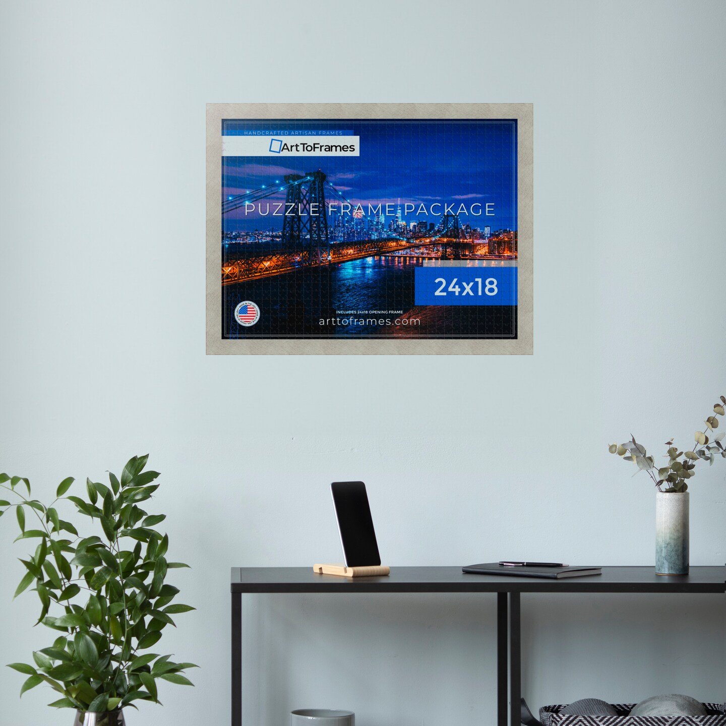 ArtToFrames 24x18 INCH / 61x46 CM Puzzle Frame for 300 piece Puzzles.This 1.25 Inch Custom MDF Frame for Puzzles Comes with Economy Acrylic, Available in Multiple Colors