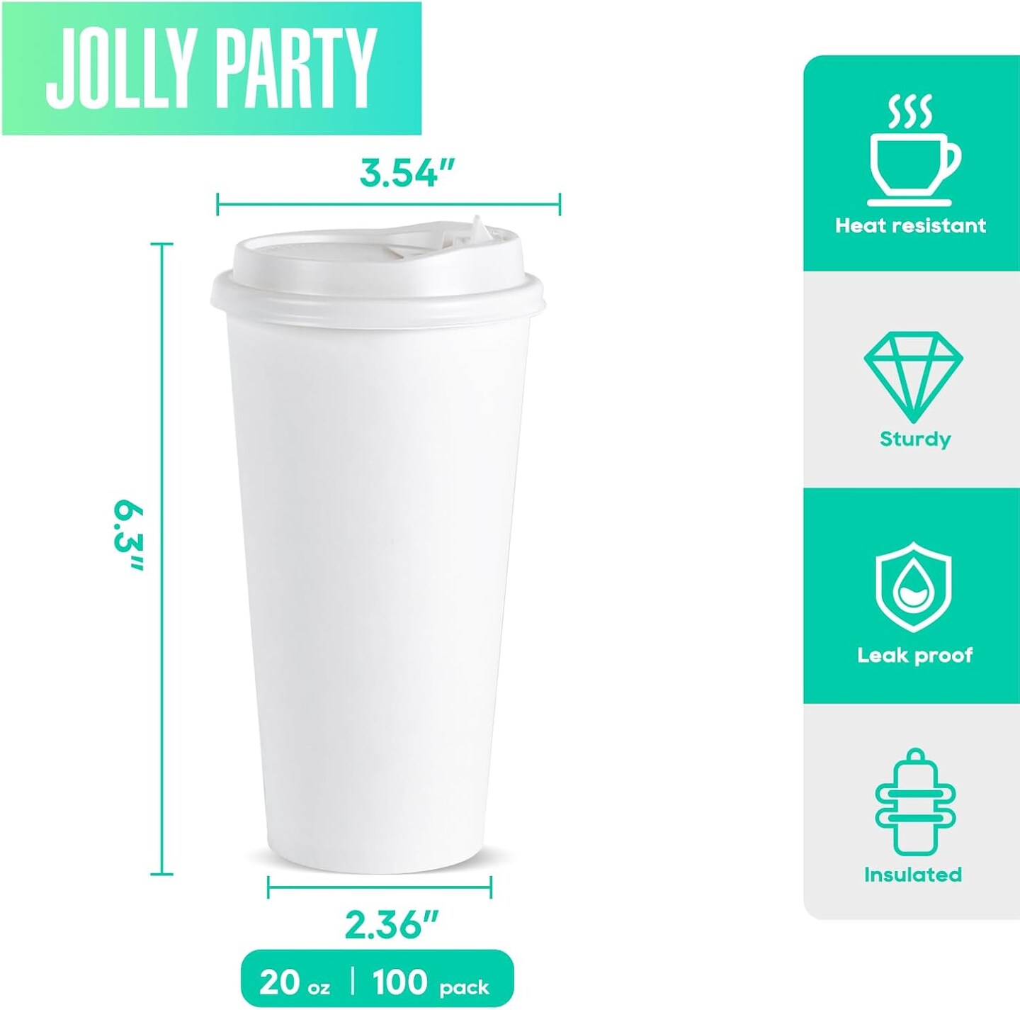100 Pack] 20 oz Paper Coffee Cups, Disposable Paper Coffee Cup with Lids, Hot/Cold Beverage Drinking Cup for Water, Juice or Tea, Suitable for Home, Shops and Cafes