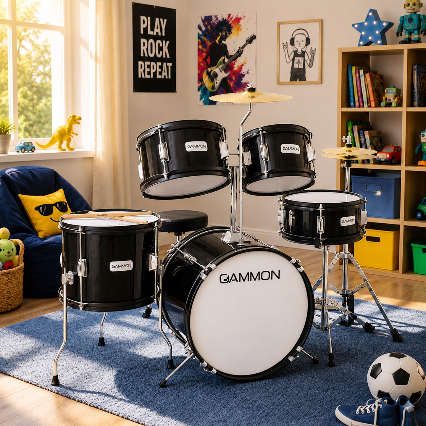 Gammon Percussion 5-Piece Junior Starter Drum Kit with Cymbals
