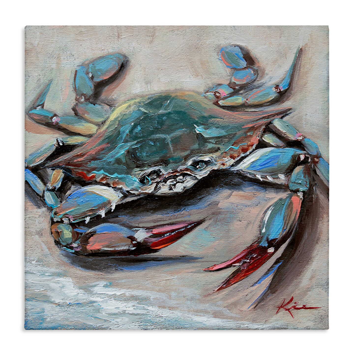 Stupell Industries Blue Crab with Red Claws Canvas Wall Art Design by Lindsay Kivi Fine Art