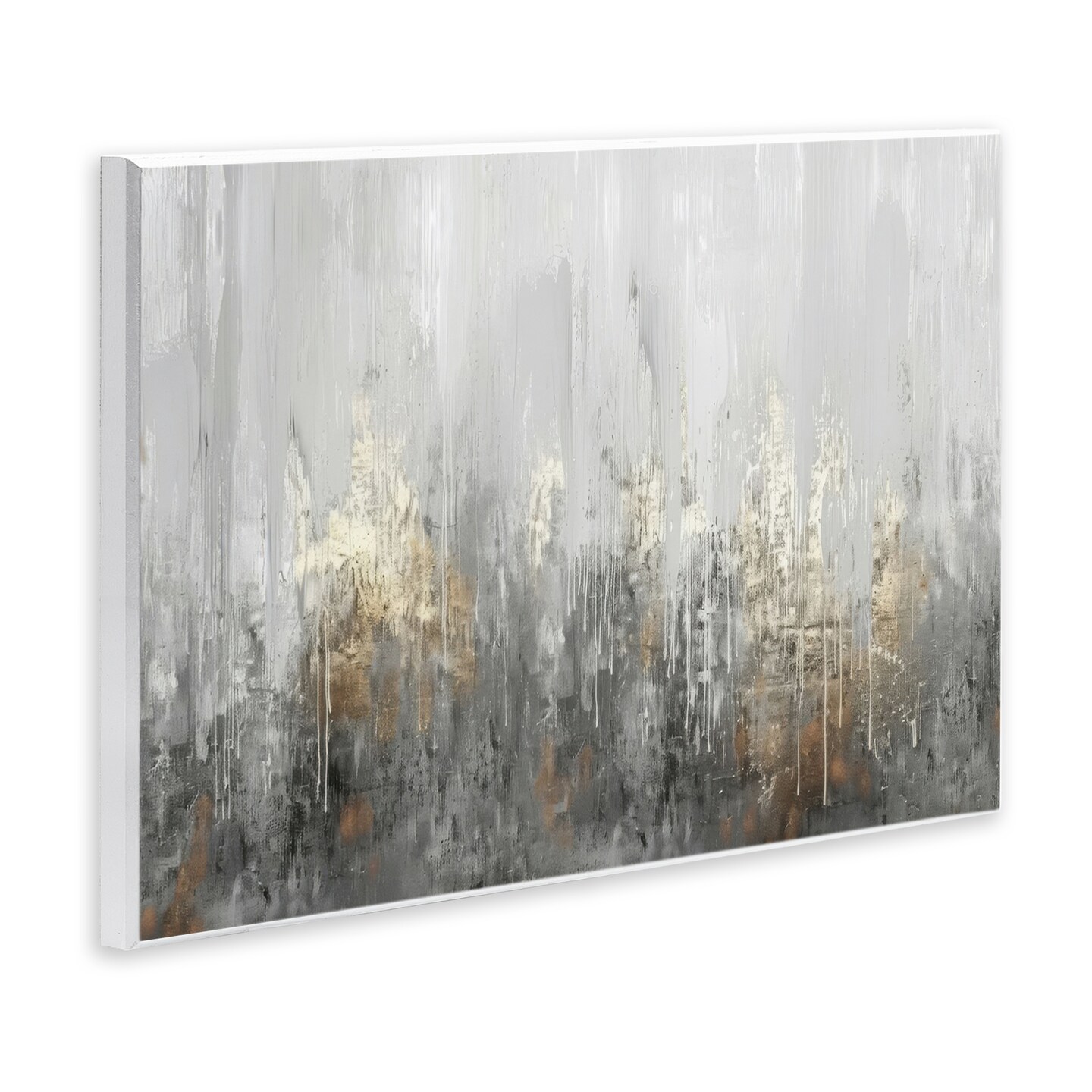 Stupell Industries Grey Silver Abstract Drip Wall Plaque Art Design by LSR Design Studio