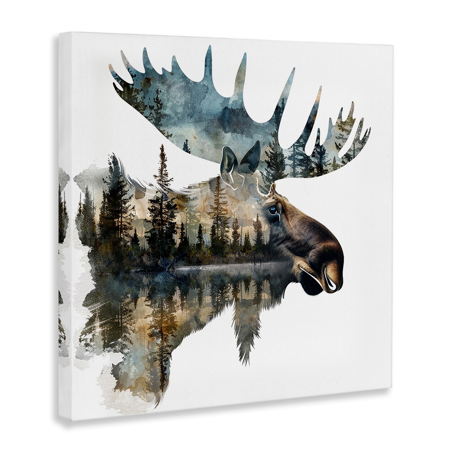 Stupell Industries Moose Head Silhouette Canvas Wall Art Design by LSR Design Studio