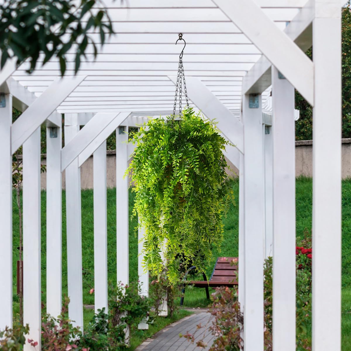 Artificial Hanging Eucalyptus Plant Basket – UV-Resistant, Lifelike Greenery for Outdoor Décor