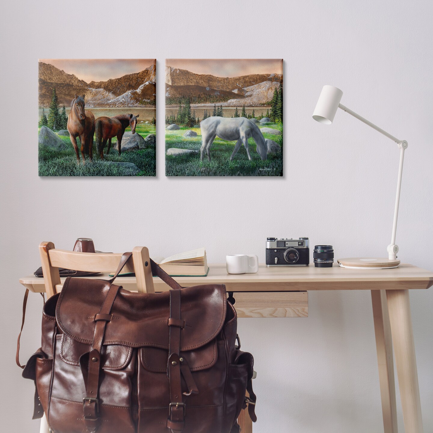 Stupell Industries Country Valley Horses Grazing 2pc Canvas Wall Art Set Design by Kevin Daniel