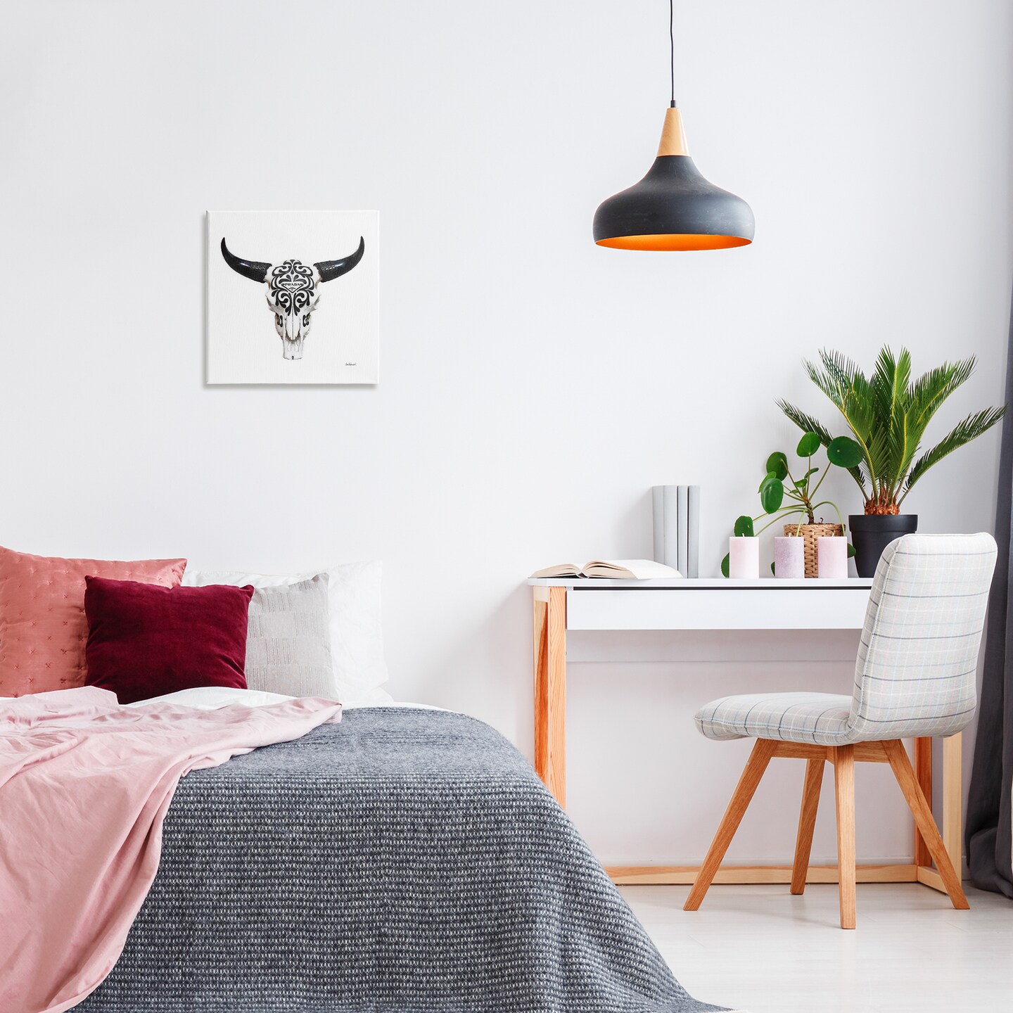 Stupell Industries Fashion Brand Cow Skull Canvas Wall Art Design by Amanda Greenwood