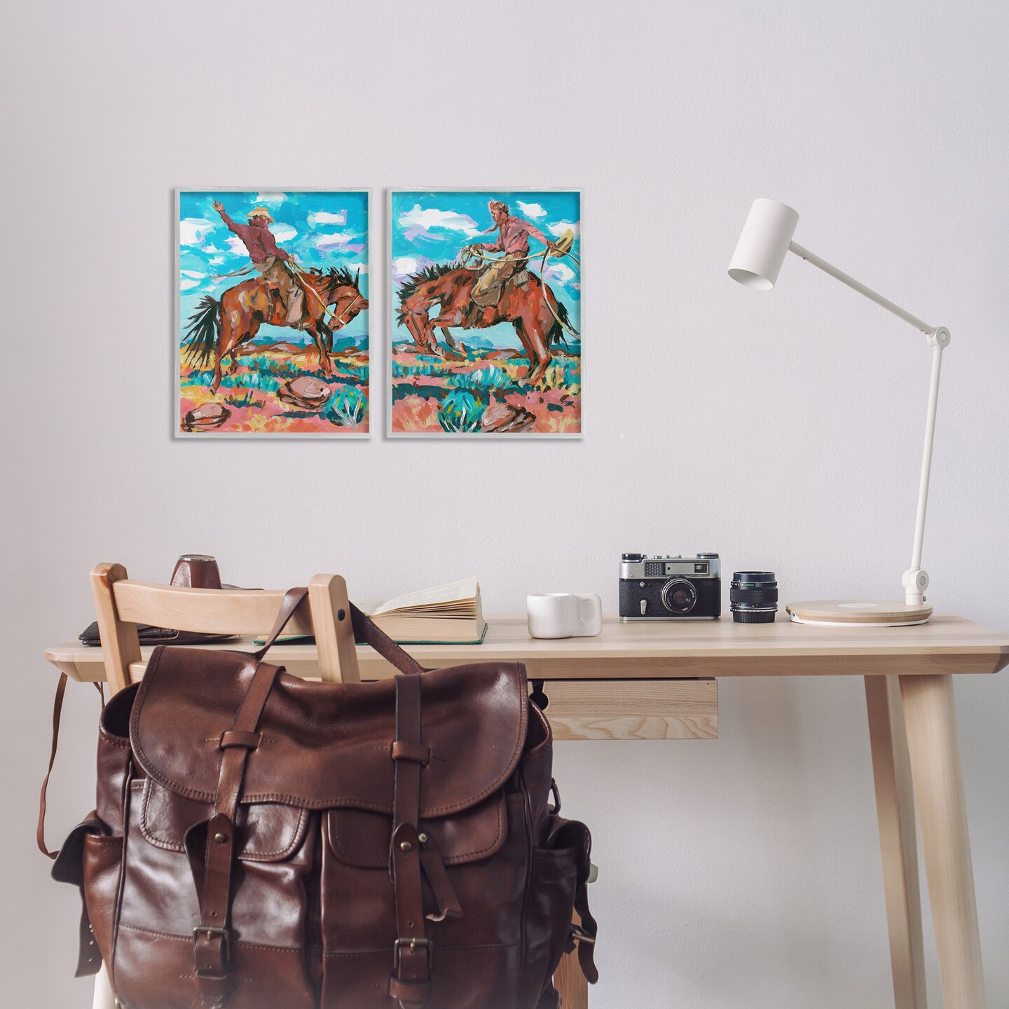 Stupell Industries Rustic Cowboys in Desert 2pc Framed Giclee Wall Art Set Design by Melissa Wang