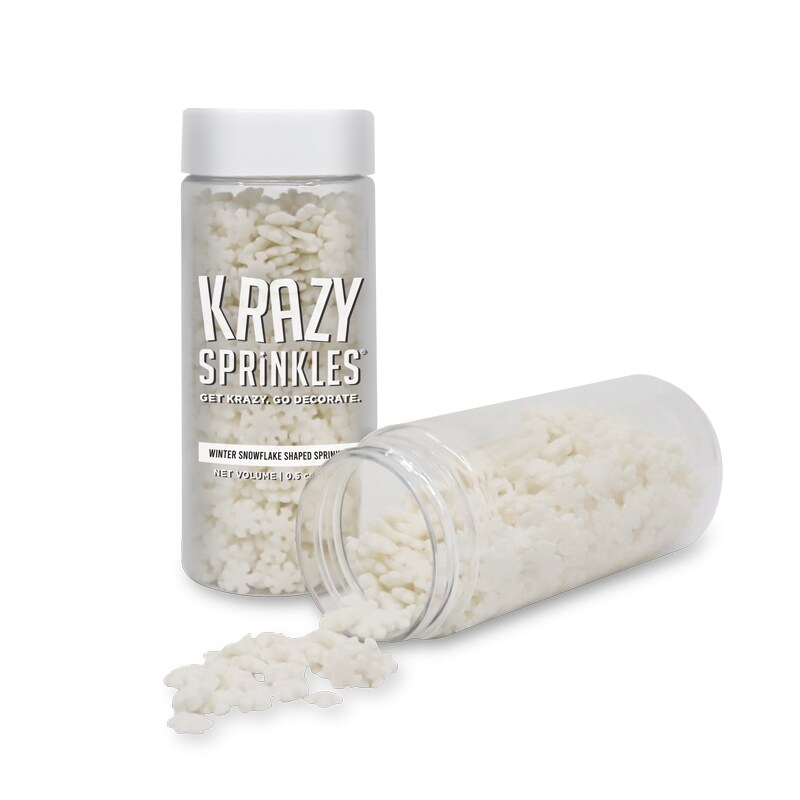Krazy Sprinkles - Winter Snowflakes (1/2 Cup, 1x Jar) for Cakes, Ice Cream &#x26; Cookies