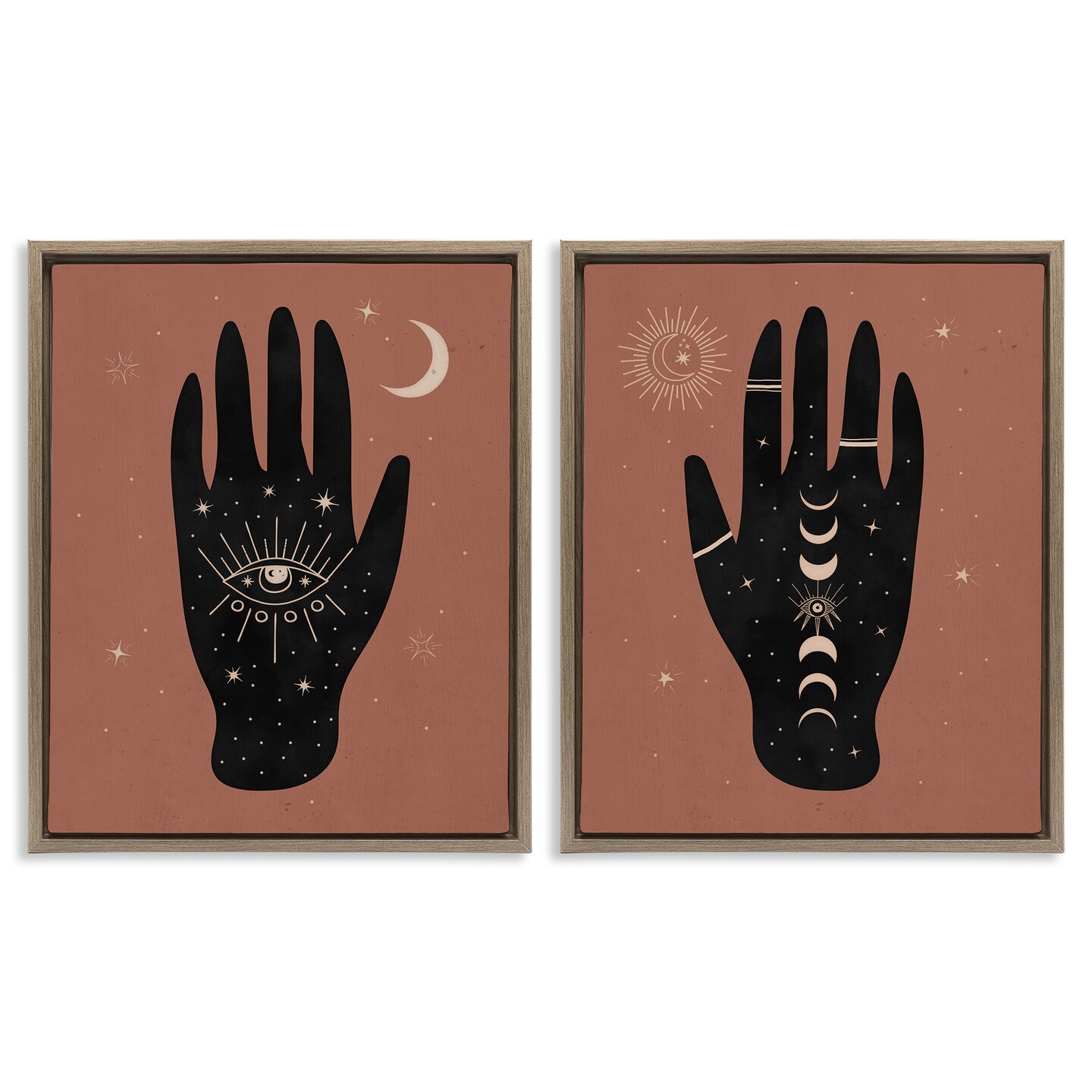 Stupell Industries All Seeing Mystical Hands 2pc Floater Framed Canvas Wall Art Set Design by Nina Blue