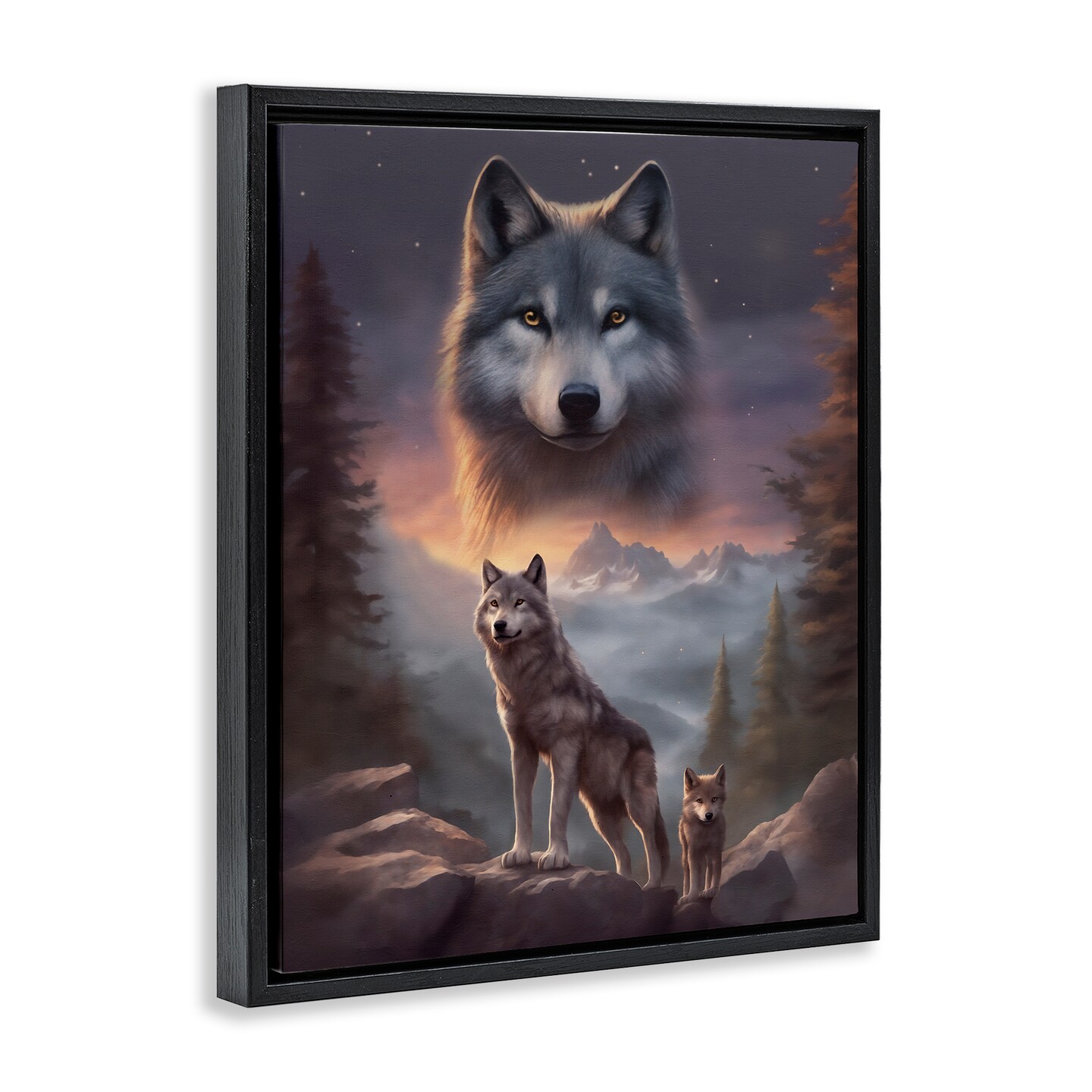 Stupell Industries Ancestor Wolf Motif Floater Framed Canvas Wall Art Design by Noah Bay