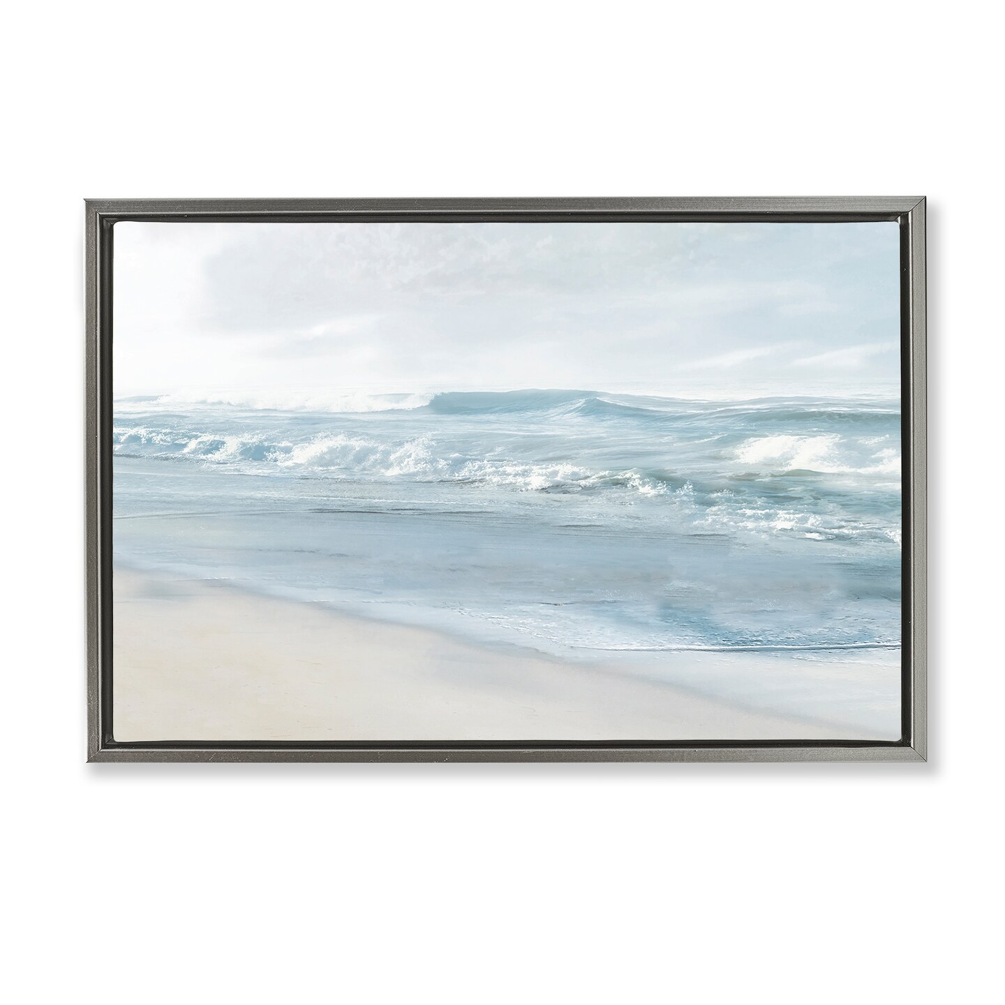Stupell Industries Calm Blue Beach Waves Floater Framed Canvas Wall Art Design by Mike Calascibetta