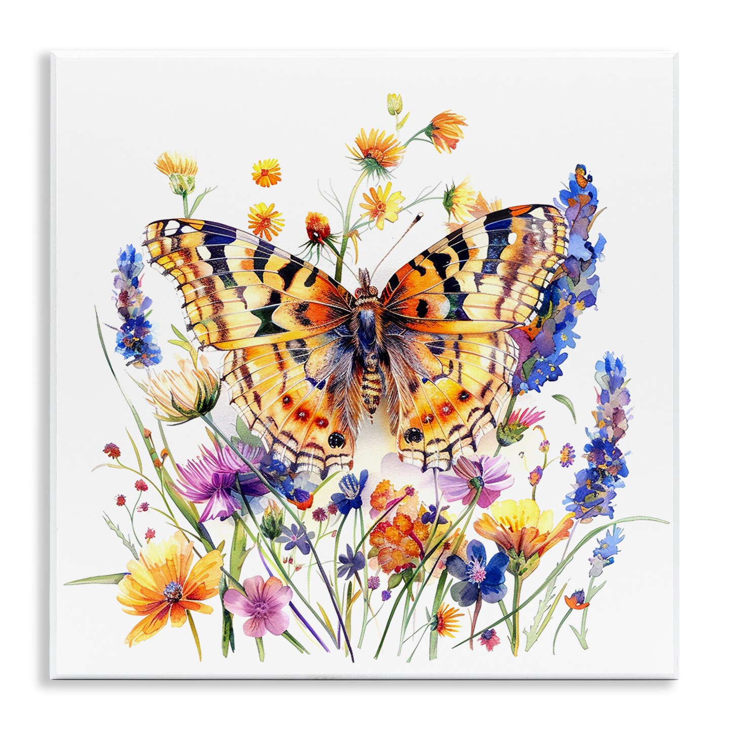 Stupell Industries Garden Flowers & Butterfly Wall Plaque Art Design by ...