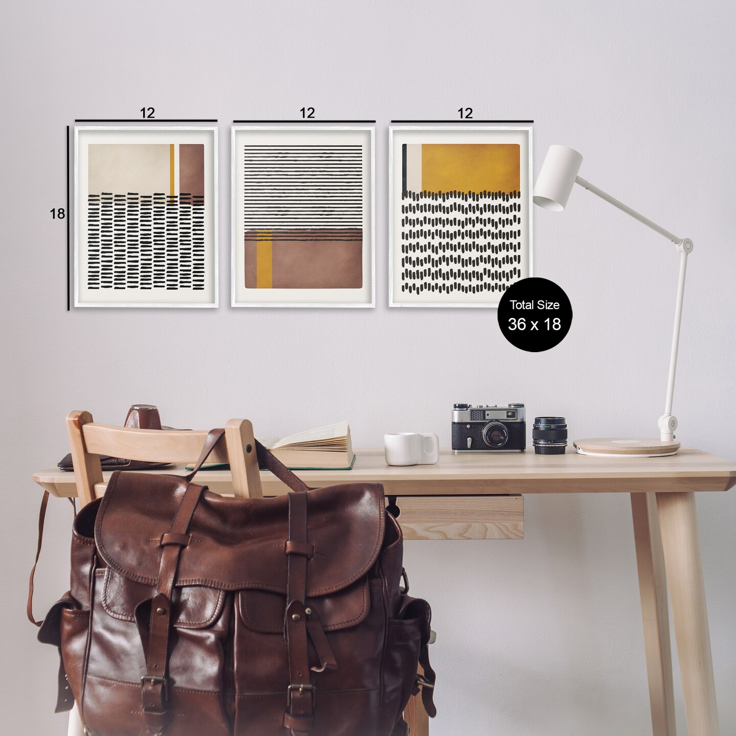 Stupell Industries Natural Lines Pattern Abstract 3pc Framed Giclee Wall Art Set Design by JJ Design House, LLC.