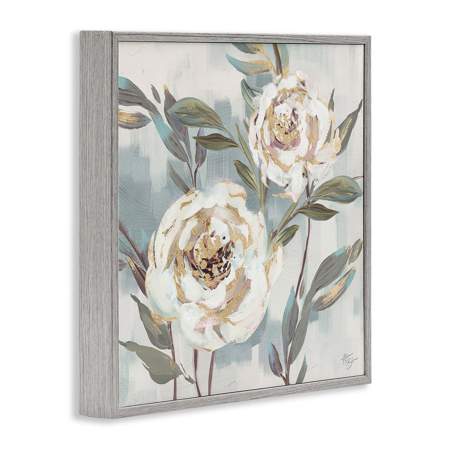Stupell Industries Two Country Blossoms Framed Giclee Wall Art Design by Nina Blue