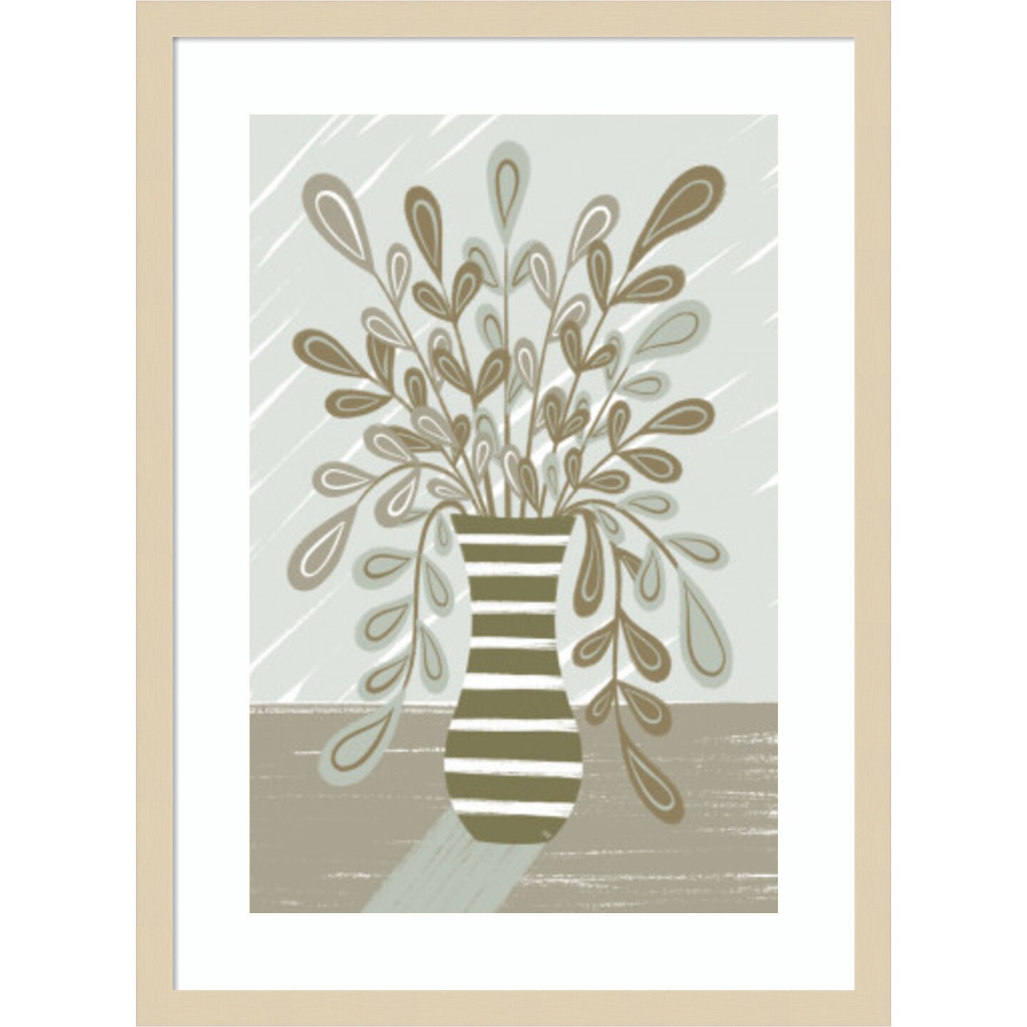 Beige Table Top by Martina  Wood Framed Wall Art Print