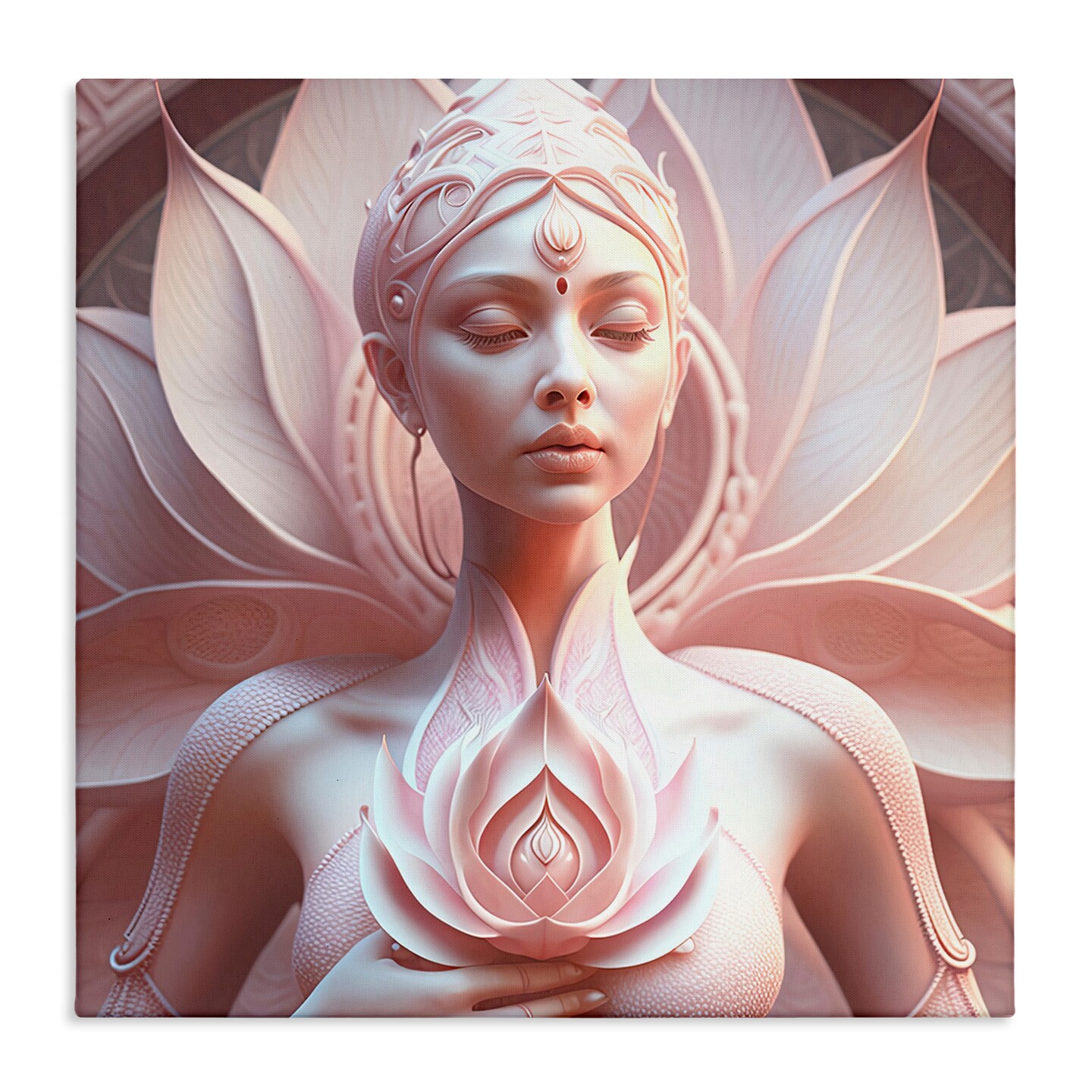 Stupell Industries Spiritual Lotus Woman Statue Canvas Wall Art Design by Shambhala Light Visionary Art