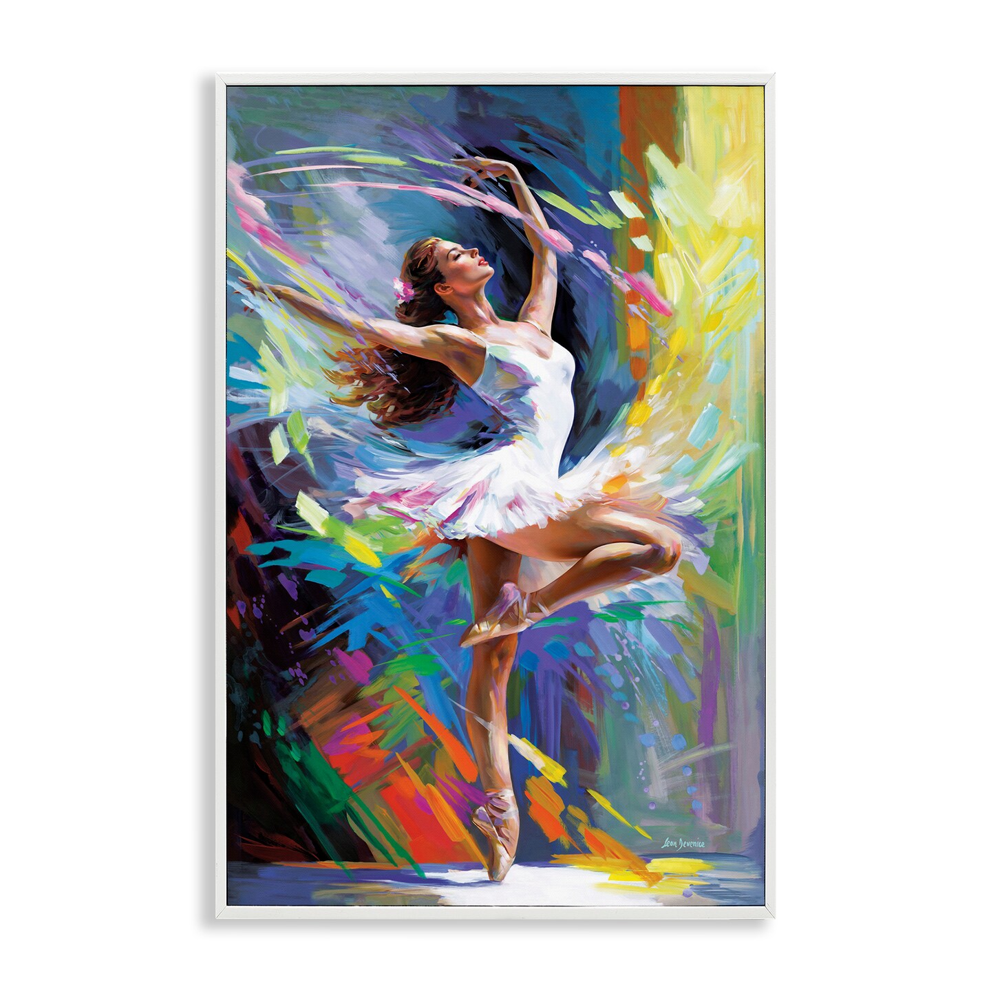 Stupell Industries Bright Hued Dancing Ballerina Framed Giclee