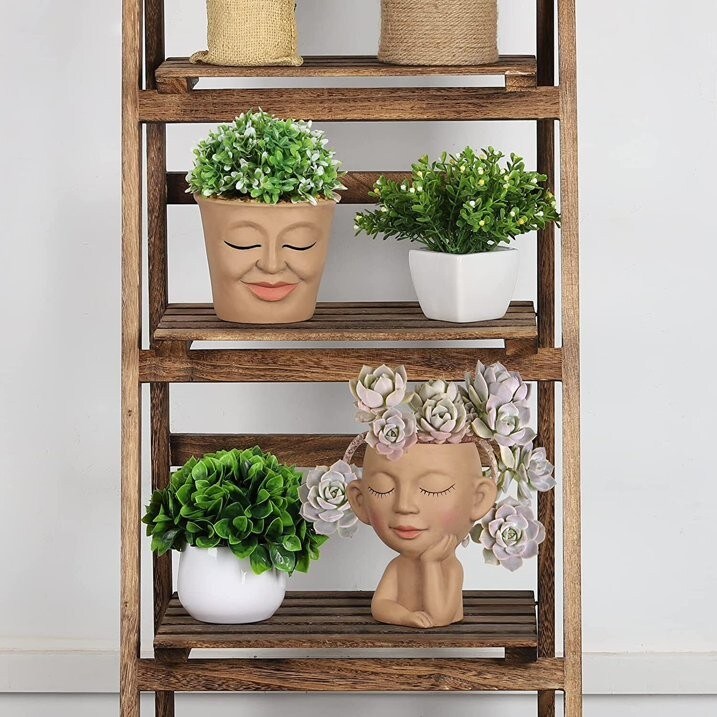 2pcs Cute Head Face Planters Pots Succulent Planter w/ Drainage Hole Home Decor