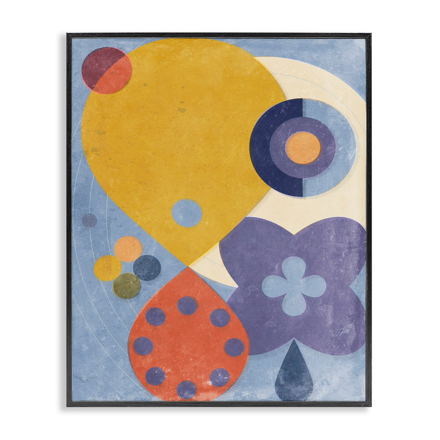 Stupell Industries Blue & Yellow Retro Framed Giclee Wall Art Design by Victoria Barnes