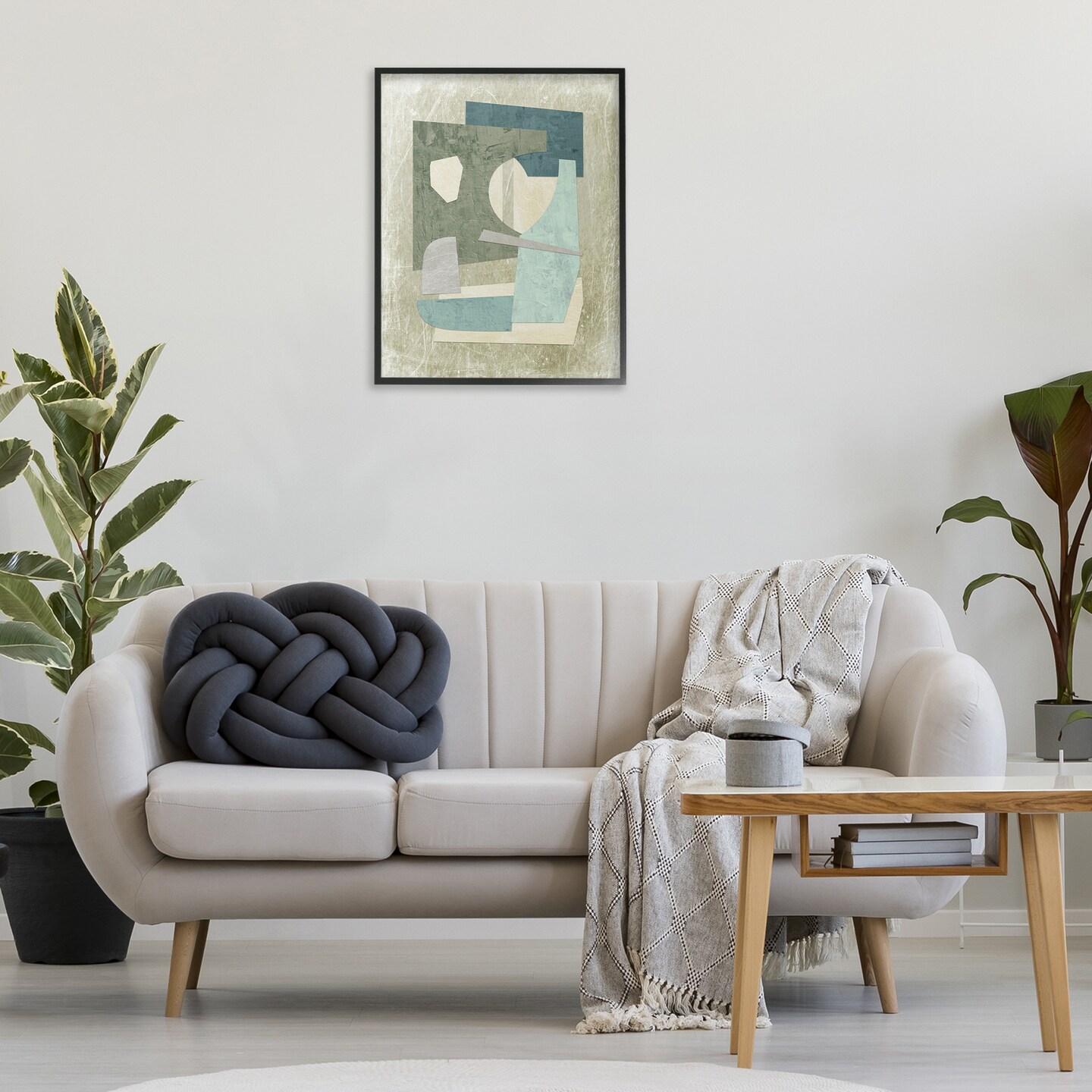Stupell Industries Neutral Shapes Arranged Framed Giclee Wall Art Design by Suzanne Nicoll