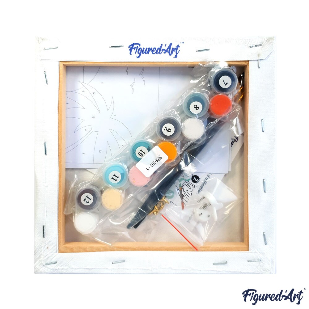 Figured&#x27;Art Mini Paint by Numbers Kit for Adults with Frame Travel Poster New York City Small format 8&#x22;x8&#x22; - Craft Art Painting DIY Canvas Already Stretched on a Wooden Frame