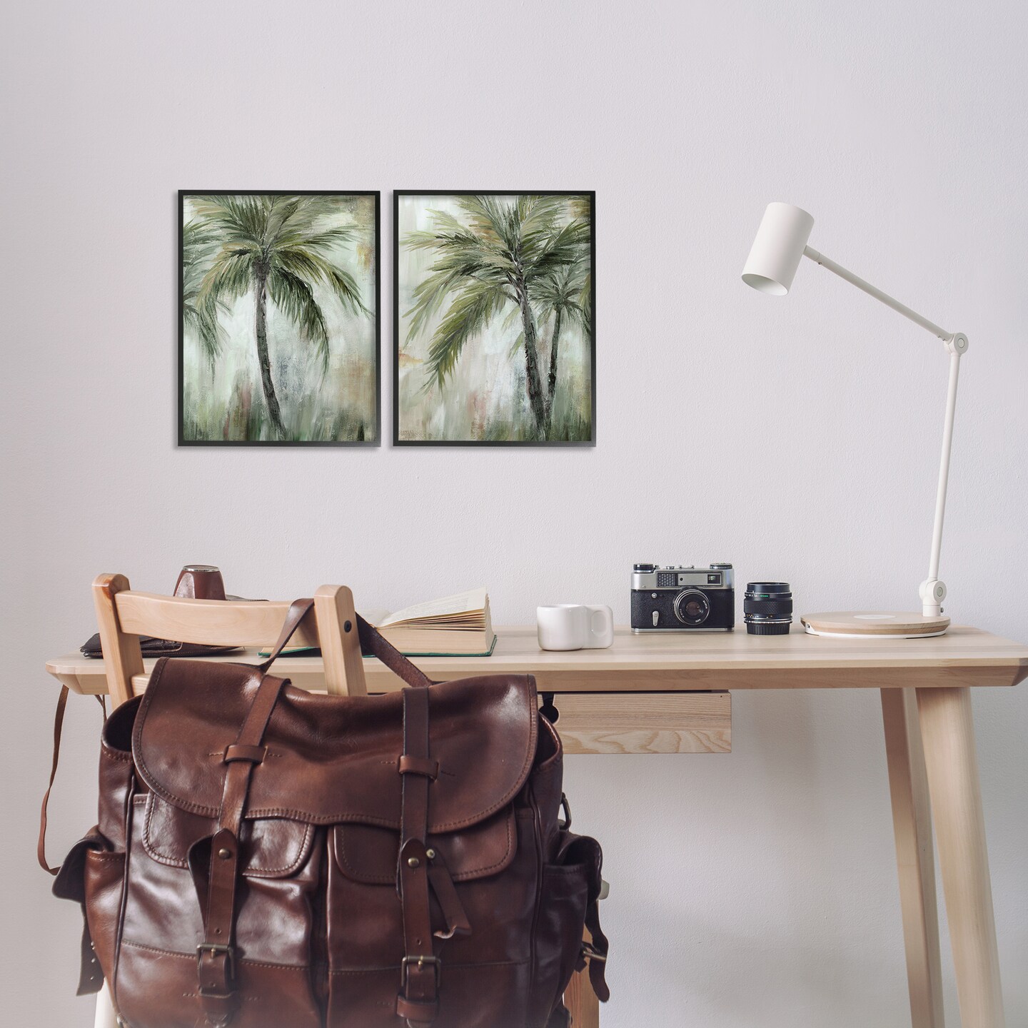 Stupell Industries Palm Trees Impressions 2pc Framed Giclee Wall Art Set Design by Nan