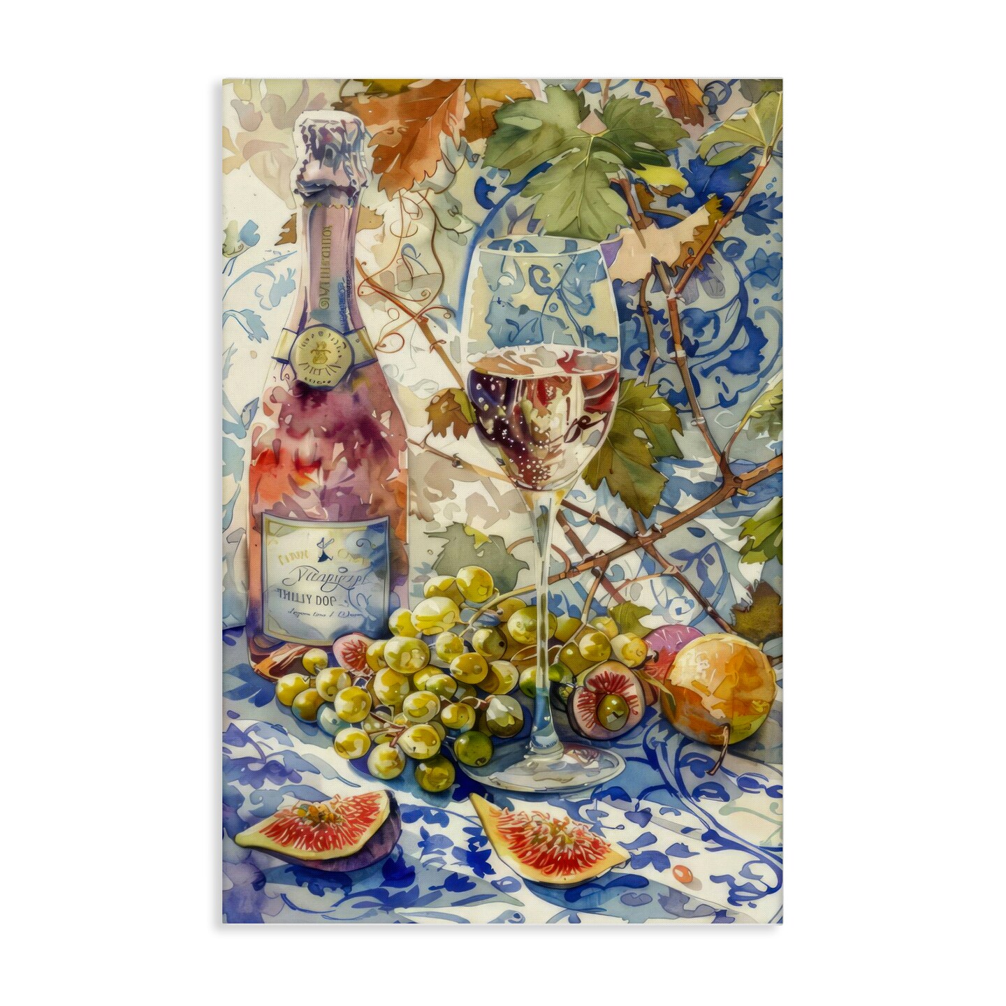 Stupell Industries Grapes &#x26; Wine Bottle Canvas Wall Art Design by LSR Design Studio
