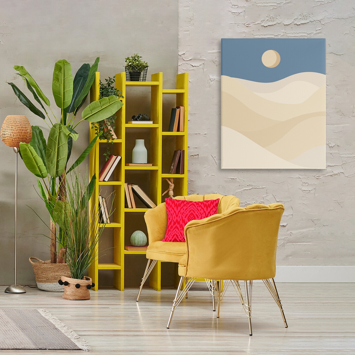 Stupell Industries Desert Dunes & Moon Canvas Wall Art Design by Daphne Polselli