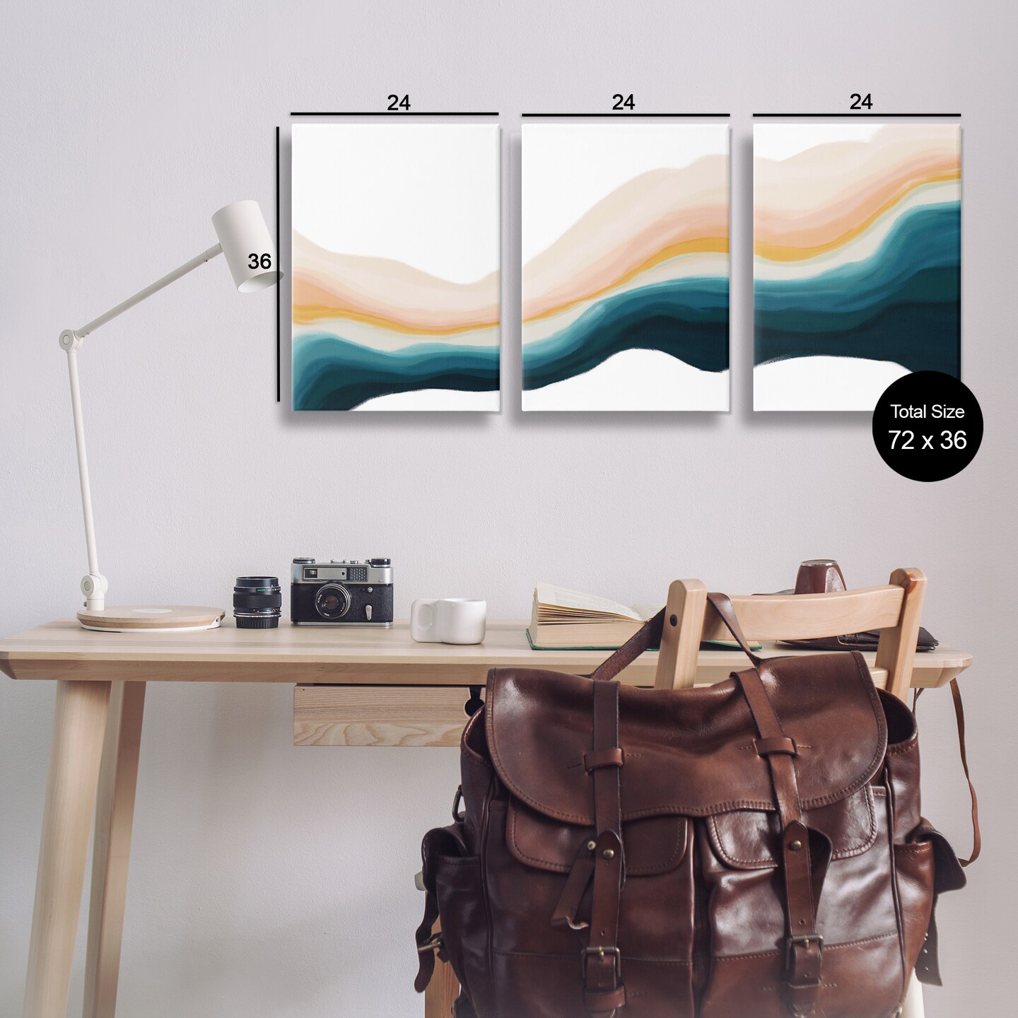 Stupell Industries Fluid Peach Swirl 3pc Canvas Wall Art Set Design by JJ Design House, LLC.