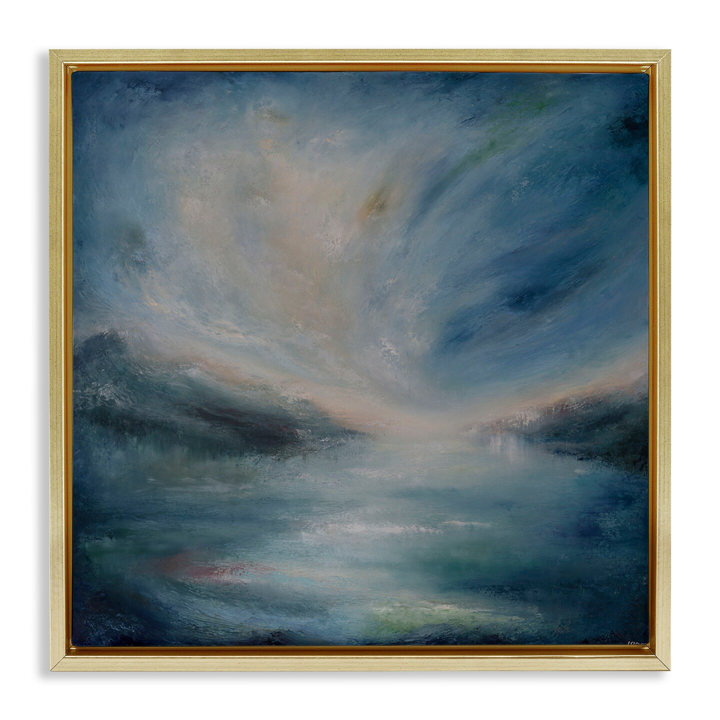 Stupell Industries Blue Hour Abstract Landscape Floater Framed Canvas Wall Art Design by Lydia Orange