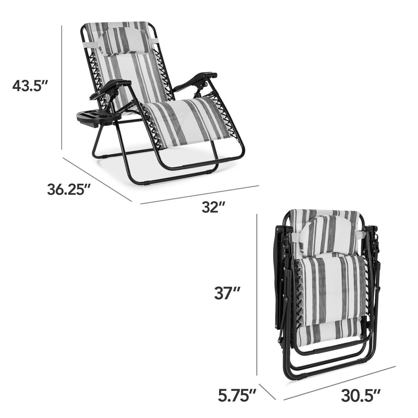 Best Choice Products Oversized Zero Gravity Chair, Folding Outdoor Patio Recliner w/ Cup Holder