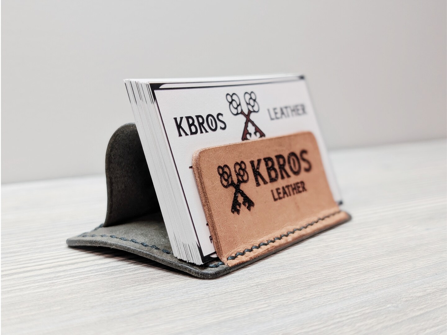 Custom Leather Business Card Holder, Collapsible Desk Organizer, Italian  Leather Office Accessory, Personalized Logo Engraving Handmade Gift |  MakerPlace by Michaels