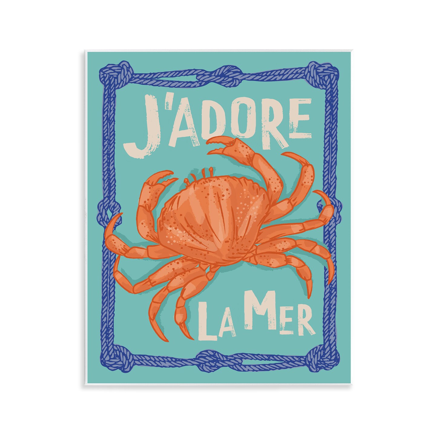 Stupell Industries J&#x27;adore La Mer Crab Wall Plaque Art Design by Lisa Perry Whitebutton
