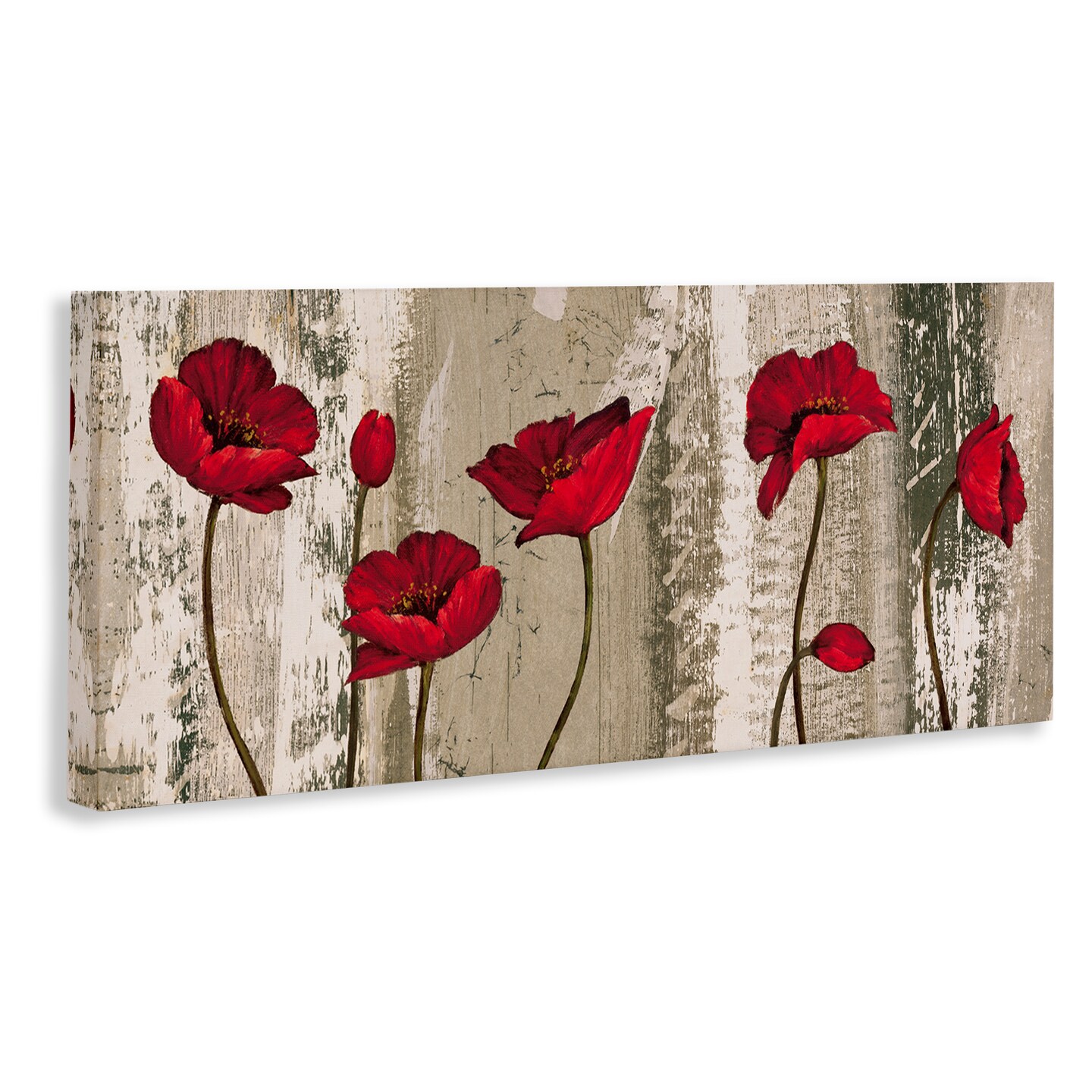 Stupell Industries Red Anemones on Tan Canvas Wall Art Design by Brian Foster