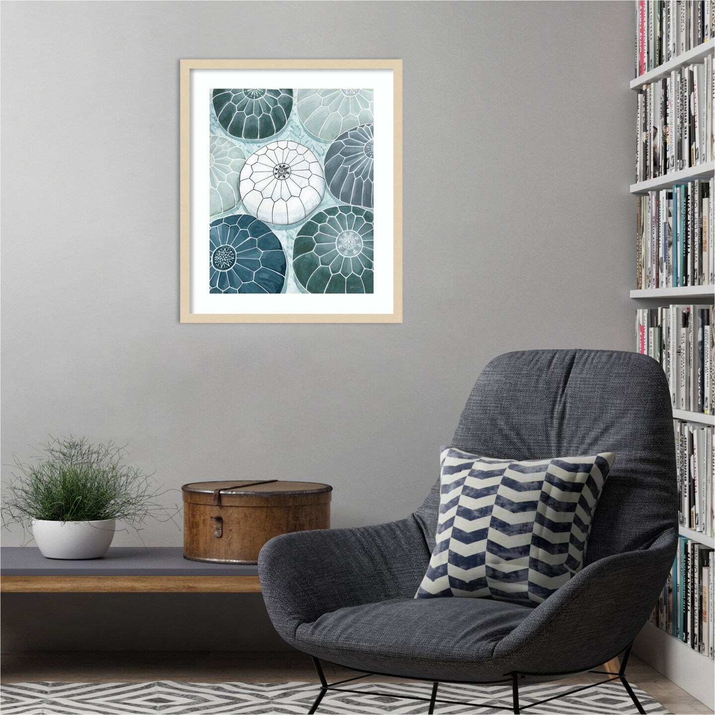 Moroccan Street Poufs by Yvette St. Wood Framed Wall Art Print